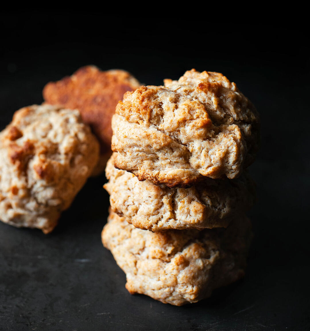 Stack of Sourdough Drop Biscuits